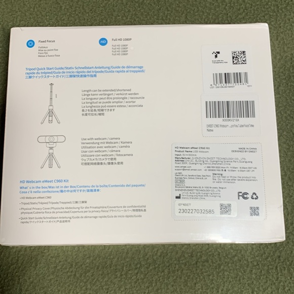 NIB EMEET SmartCam C960 kit. USB Webcam with Tripod. Fixed focus. Full HD 1080P - Picture 4 of 7